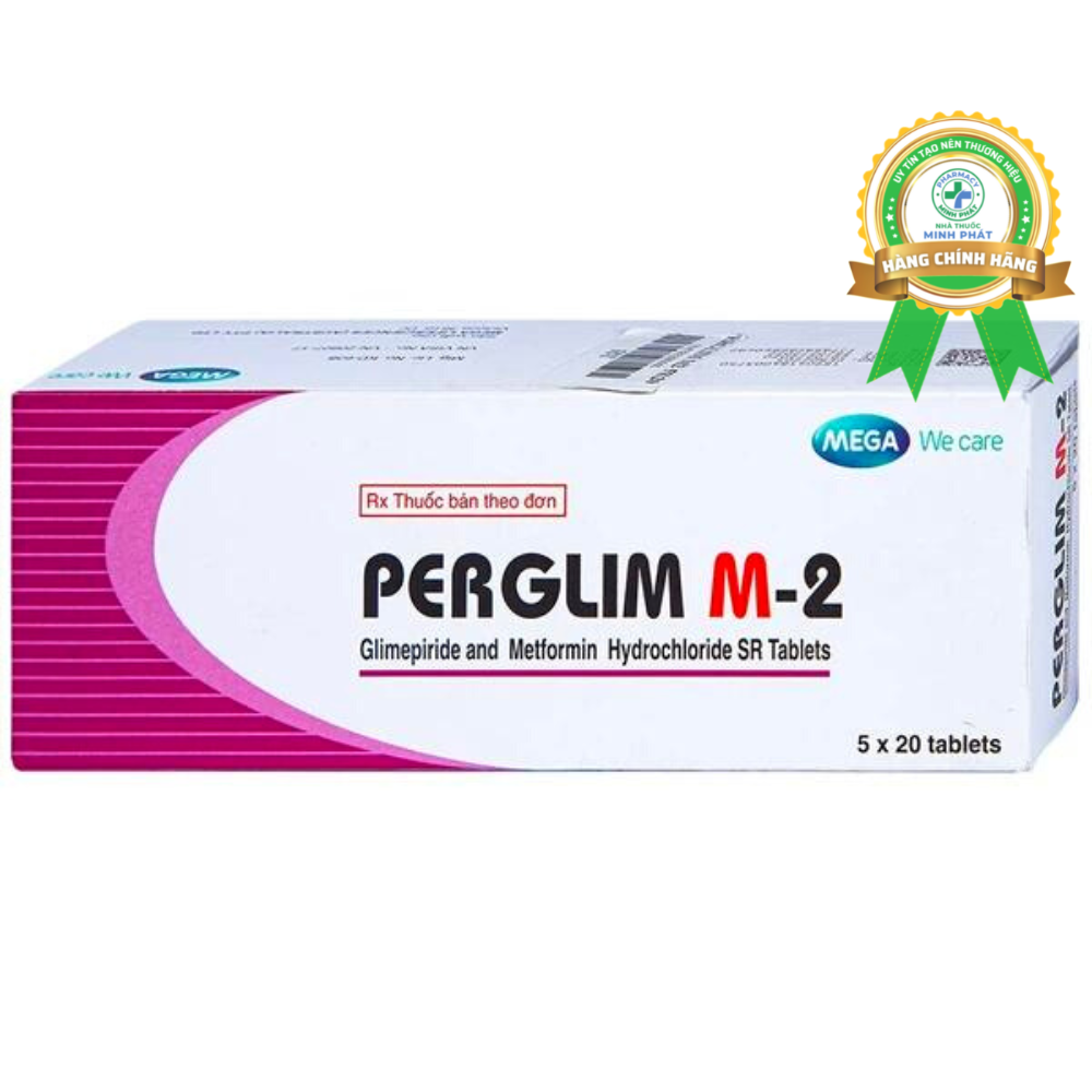 Thuốc Perglim M-2 MEGA điều trị tiểu đường type 2 (5 viên x 20 viên)
